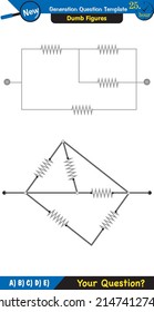 Physics, basic electric circuits, next generation question template, dumb physics figures, exam question, eps