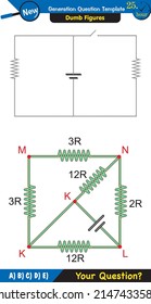 Physics, basic electric circuits, next generation question template, dumb physics figures, exam question, eps