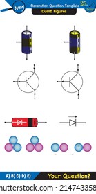 Physics, basic electric circuits, next generation question template, dumb physics figures, exam question, eps