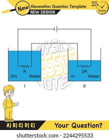 Physics, basic electric circuits, next generation question template, dumb physics figures, exam question, eps 