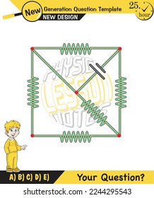 Physics, basic electric circuits, next generation question template, dumb physics figures, exam question, eps 