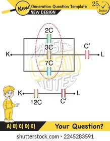 Physics, basic electric circuits, next generation question template, dumb physics figures, exam question, eps