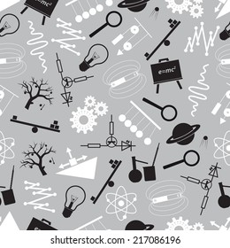 physics black and white seamless pattern eps10