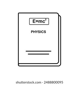 Physikbuchsymbol. Linienbuchsymbol, Vektorillustration. Flache Ausführung eps 10
