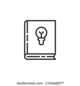 Physics book line icon. linear style sign for mobile concept and web design. Book with light bulb outline vector icon. Symbol, logo illustration. Vector graphics