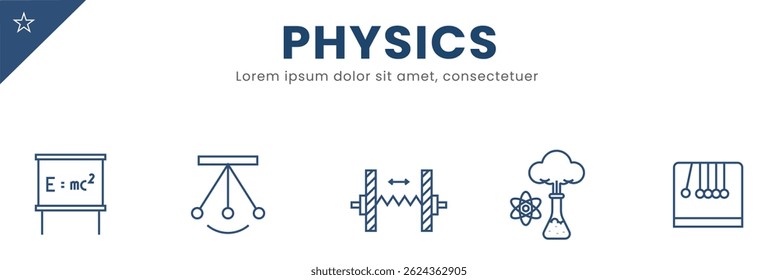 Physics and Chemistry line Icon Set . Mathematics, telescope, microscope . Vector Illustration.	