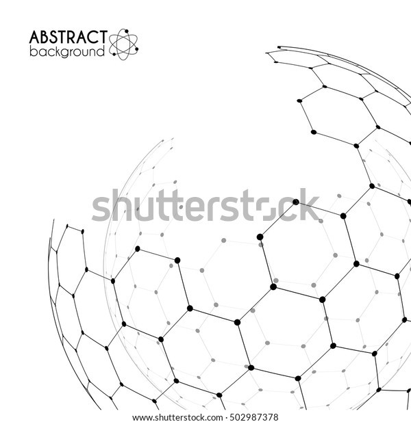 六角形のグリッドベクトル球を持つ物理化学のコンセプト のベクター画像素材 ロイヤリティフリー