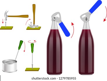 Physics - Chemistry shapes. Vector illustrations used in education