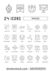 Physics. Collection of perfectly thin icons for web design, app, and the most modern projects. The kit of signs for category Education.