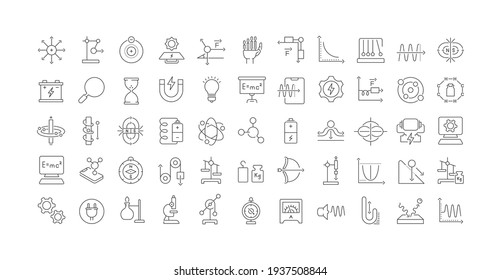 Physics. Collection of perfectly thin icons for web design, app, and the most modern projects. The kit of signs for category Education.