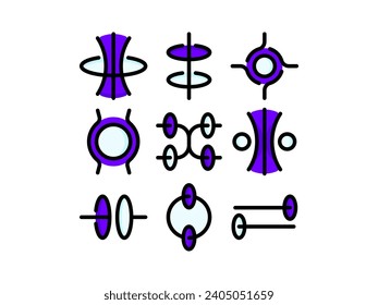 Physics colored vector line icons; future technology icons