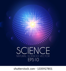 Physics Concept. Abstract Electric Power Elements. Atoms. Science Design. Vector illustration