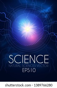 Physics Concept. Abstract Electric Power Elements. Atoms. Science Design. Vector illustration