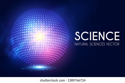 Physics Concept. Abstract Electric Power Elements. Atoms. Science Design. Vector illustration