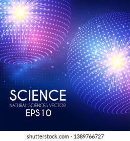 Physics Concept. Abstract Electric Power Elements. Atoms. Science Design. Vector illustration