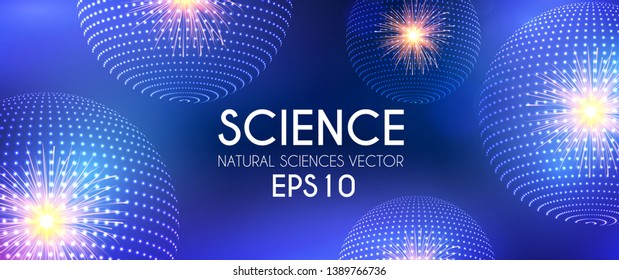 Physics Concept. Abstract Electric Power Elements. Atoms. Science Design. Vector illustration