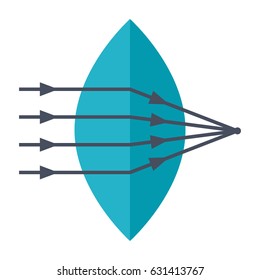 Physics concept with biconvex lens, vector illustration in flat style