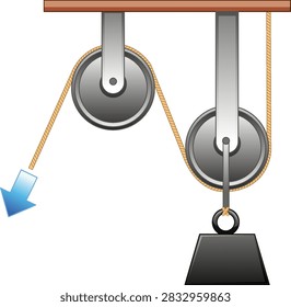Physics Diagram of a Compound Pulley System with Fixed and Movable Wheels