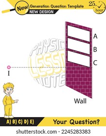 Physics, Double slit experiment,Young light wave theory, Electrons, Diffraction of light diagram, Quantum Physics vector, next generation question template, exam question, eps 