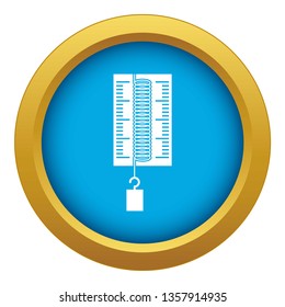 Physics dynamometer for laboratory work icon blue vector isolated on white background for any design