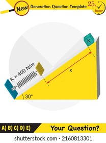 Physics Education Illustrations, Motion, The laws of motion, Simple Machines, Springs, Pulleys, Gears, Inclined planes, next generation question template