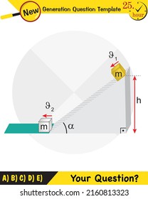 Physics Education Illustrations, Motion, The laws of motion, Simple Machines, Springs, Pulleys, Gears, Inclined planes, next generation question template