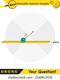 Illustrationen zum Thema Physik, Bewegung, Die Gesetze der Bewegung, einfache Maschinen, Federn, Pulleys, Zahnräder, eingefasste Flugzeuge, Fragevorlage der nächsten Generation