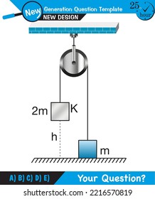 Physics Education Illustrations, Motion, The laws of motion, Simple Machines, Springs, Pulleys, Gears, Inclined planes, next generation question template, eps