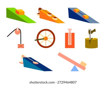 Physik Bildung Einfache Maschinen Illustration Collection