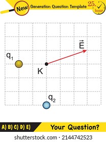 Physics, electric field, next generation question template, exam question, eps