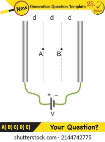Física, campo eléctrico, plantilla de preguntas de próxima generación, pregunta de examen, pasos