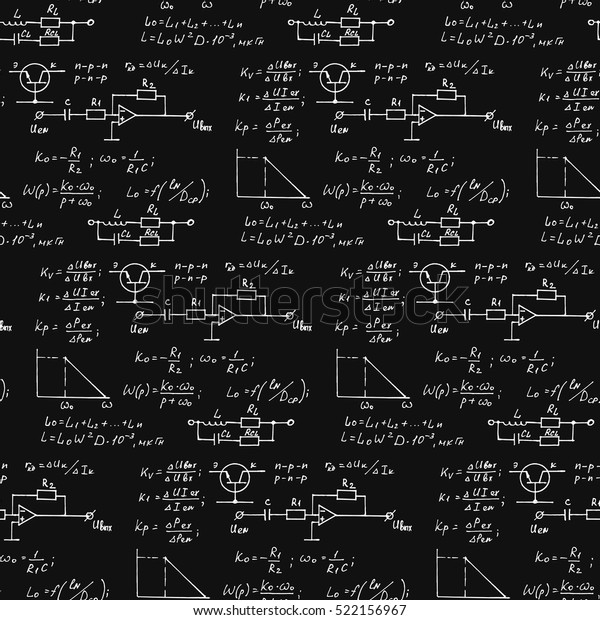 物理 電子工学 数学の方程式と計算 無限の手書き ベクター画像黒板 テクノロジーのシームレスなパターン のベクター画像素材 ロイヤリティフリー