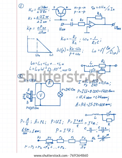 物理 電子工学 数学の方程式と計算 無限の手書き ノートブックのページにあるベクター科学とテクノロジーのイラスト のベクター画像素材 ロイヤリティフリー