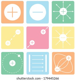 Physics electrostatic flat icon with sweet colorful background