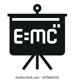 physics e=mc black icon on white background