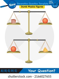 Physics, equal arm scales, next generation question template, dumb physics figures, eps