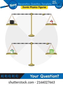 Physics, equal arm scales, next generation question template, dumb physics figures, eps