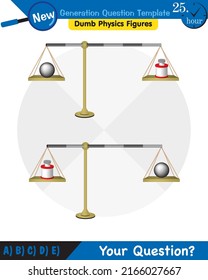 Physics, equal arm scales, next generation question template, dumb physics figures, eps