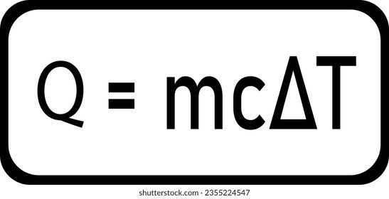 Physics equation template icon: E = mc∆T heat energy