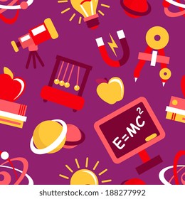 Physics equipment teaching and studying decorative seamless pattern vector illustration