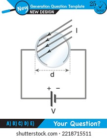 Physics, Experimental study of photoelectric effect, Circuit Diagram for The Photoelectric Effect, Quantum Physics, Vector Illustration next generation question template, exam question, eps 