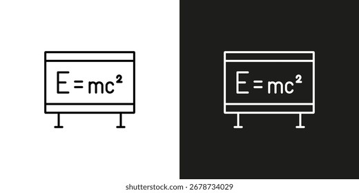 Fórmula de la física en un tablero - símbolo de la educación. Vector icono de trazo editable.