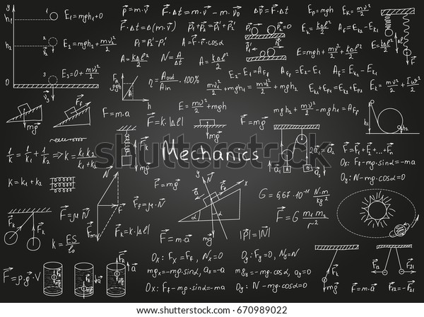 黒板の背景に手描きの物理式 ベクターイラスト のベクター画像素材 ロイヤリティフリー