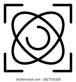 Physik-Kreiselsymbol. Rahmenphysik - Gyroskop, Vektorsymbol für Webdesign einzeln auf weißem Hintergrund