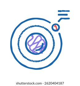 Vector de dibujo de icono de doodle de hidrógeno de física. signo de hidrógeno de física. ilustración de símbolo aislado