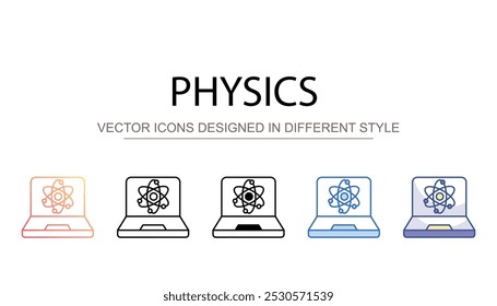 Diseño de icono de física con fondo blanco Ilustración de stock