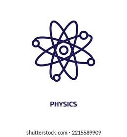 physics icon from education collection. Thin linear physics, education, school outline icon isolated on white background. Line vector physics sign, symbol for web and mobile