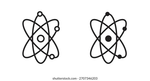 Physik-Symbol. Kollektion mit flachen Linien und Strichlinien. einfaches Symbol