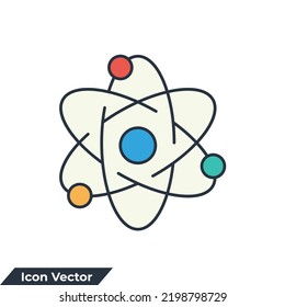 physics icon logo vector illustration. Molecular atom neutron laboratory symbol template for graphic and web design collection