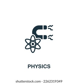Physics icon. Monochrome simple sign from engineering collection. Physics icon for logo, templates, web design and infographics.